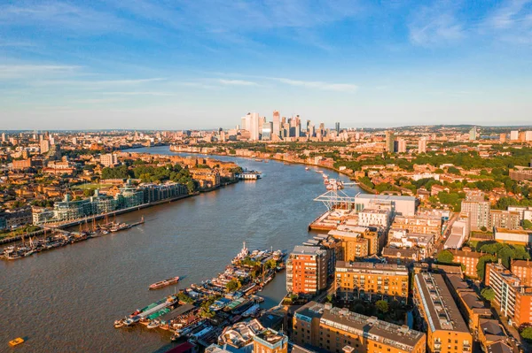 Verhoogde Weergave Van Het Financiële District Van Londen Buurt Van — Stockfoto