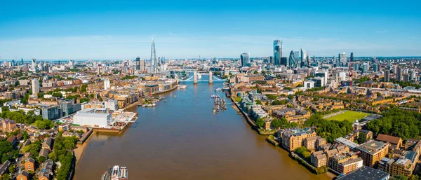 Emelkedett Kilátás Pénzügyi Negyed London Közelében Tower Bridge Egész Temze — Stock Fotó
