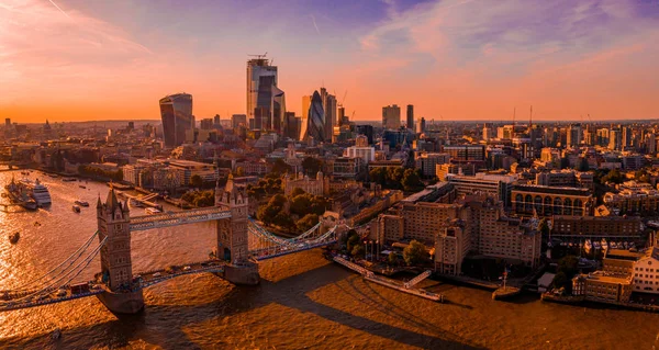 Εναέρια Θέα Της Γέφυρας Tower Στο Λονδίνο Κατά Διάρκεια Εκπληκτικών — Φωτογραφία Αρχείου