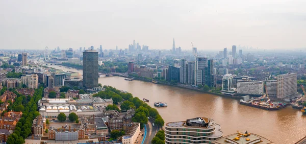 Krásný Letecký Pohled Řeku Temži Londýně Nedaleko Westminsteru Abby — Stock fotografie