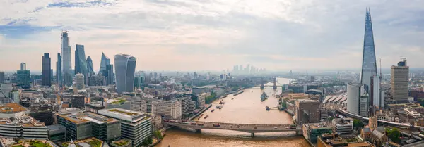 Luftaufnahme Der Themse Der Nähe Der Stadt London Mit Modernen — Stockfoto