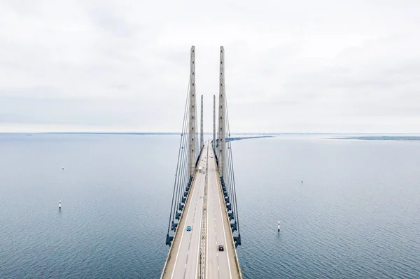 Veduta Aerea Del Ponte Tra Danimarca Svezia Oresundsbron Ponte Oresund — Foto Stock