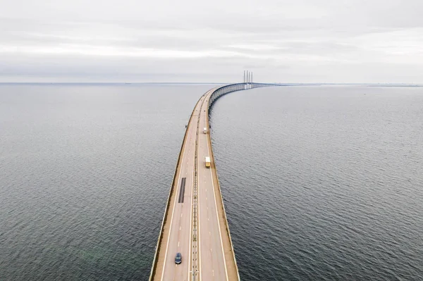 Veduta Aerea Del Ponte Tra Danimarca Svezia Oresundsbron Ponte Oresund — Foto Stock