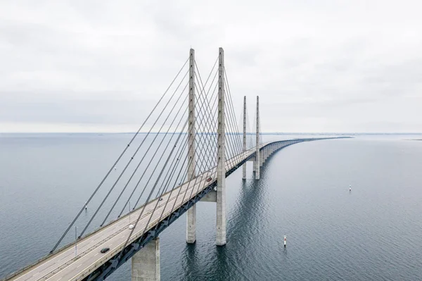 Veduta Aerea Del Ponte Tra Danimarca Svezia Oresundsbron Ponte Oresund — Foto Stock