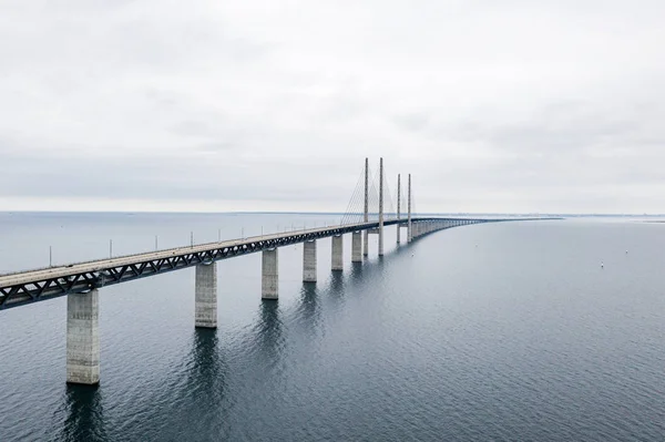 Vista Aérea Ponte Entre Dinamarca Suécia Oresundsbron Ponte Oresund Vista — Fotografia de Stock