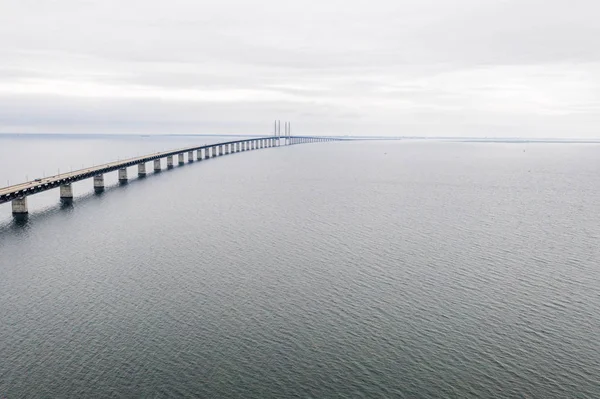 Vista Aérea Ponte Entre Dinamarca Suécia Oresundsbron Ponte Oresund Vista — Fotografia de Stock