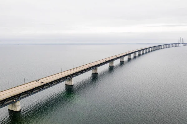 Veduta Aerea Del Ponte Tra Danimarca Svezia Oresundsbron Ponte Oresund — Foto Stock