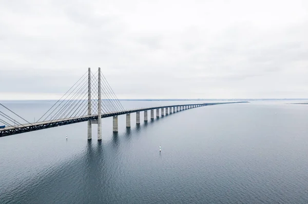 Вид Воздуха Мост Между Данией Швецией Oresundsbron Закрытый Вид Эресуннский — стоковое фото