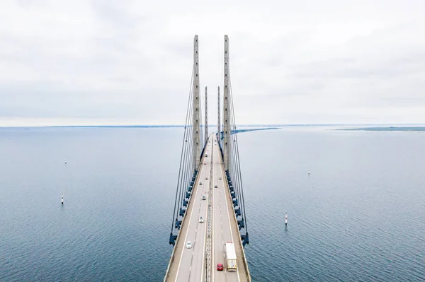 Veduta Aerea Del Ponte Tra Danimarca Svezia Oresundsbron Ponte Oresund — Foto Stock