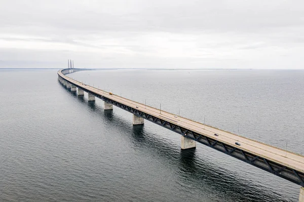 Vista Aérea Ponte Entre Dinamarca Suécia Oresundsbron Ponte Oresund Vista — Fotografia de Stock