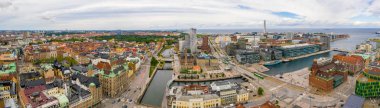 Isveç Malmö eski kent merkezinin havadan görünümü. 