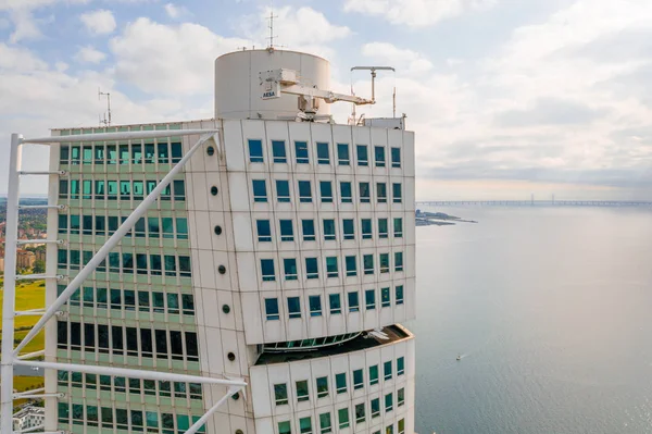 Gün Batımı Sırasında Malmö Isveç Vastra Hamnen Batı Limanı Bölgesinin — Stok fotoğraf