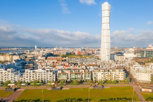 Hermosa Vista Aérea Del Distrito Vastra Hamnen Puerto Occidental Malmo —  Fotos de Stock