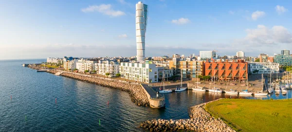 Schöne Luftaufnahme Des Bezirks Vastra Hamnen Der Westhafen Malmö Schweden — Stockfoto