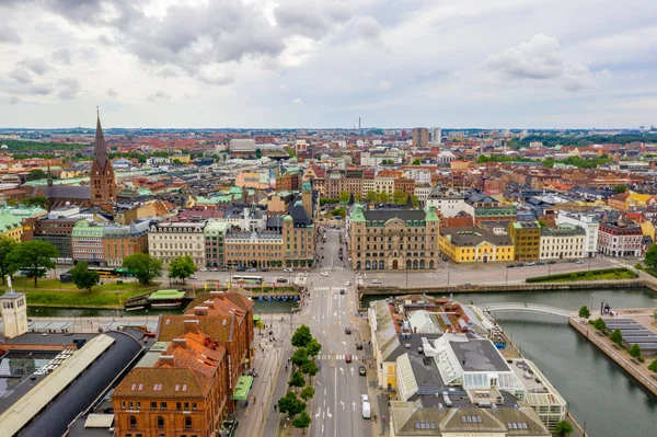 スウェーデンのマルモ旧市街中心部の航空写真 — ストック写真