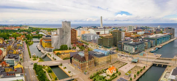 Luchtfoto Van Het Centrum Van Oude Stad Van Malmö Zweden — Stockfoto