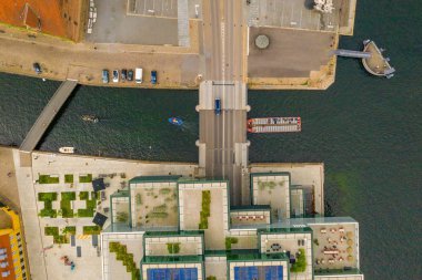 Danimarka'da Kopenhag şehrinin güzel havadan panoramik görünümü. 