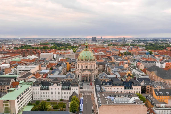 Vista Aérea Cúpula Iglesia Federico Copenhague Durante Puesta Del Sol —  Fotos de Stock