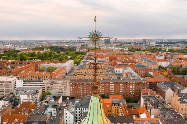 Vista Aérea Cúpula Iglesia Federico Copenhague Durante Puesta Del Sol —  Fotos de Stock