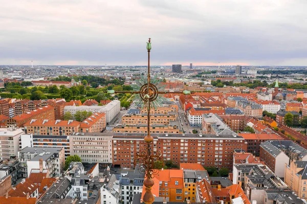 Vista Aérea Cúpula Igreja Frederik Copenhague Durante Pôr Sol Dinamarca — Fotografia de Stock