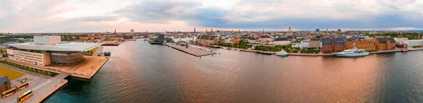 Vacker Antenn Panoramautsikt Över Köpenhamn Danmark Över Kanaler Och City — Stockfoto