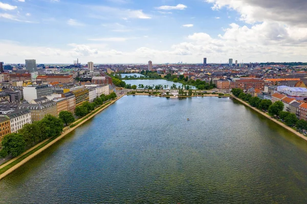 Hermosa Vista Panorámica Aérea Copenhague Dinamarca Por Encima Los Canales — Foto de Stock