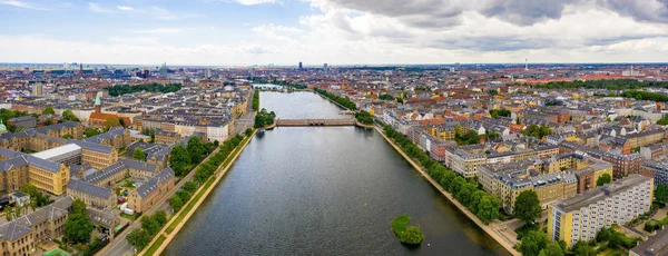 Hermosa Vista Panorámica Aérea Copenhague Dinamarca Por Encima Los Canales — Foto de Stock