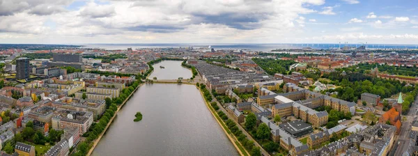 Vacker Antenn Panoramautsikt Över Köpenhamn Danmark Över Kanaler Och City — Stockfoto