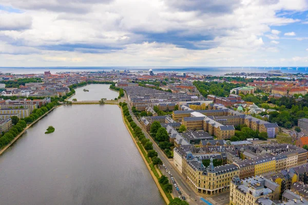 Beautiful Aerial Panoramic View Copenhagen Denmark Canals City River — Stock Photo, Image