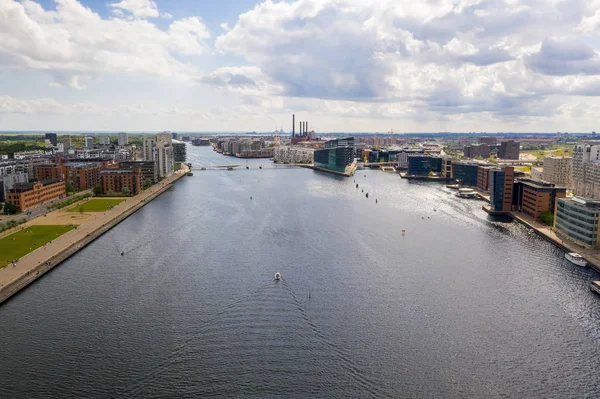 Prachtige Luchtfoto Panoramisch Uitzicht Kopenhagen Denemarken Boven Grachten Stad Rivier — Stockfoto