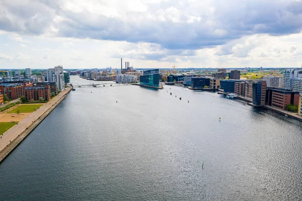 Vacker Antenn Panoramautsikt Över Köpenhamn Danmark Över Kanaler Och City — Stockfoto