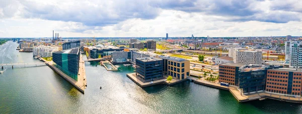 Prachtige Luchtfoto Panoramisch Uitzicht Kopenhagen Denemarken Boven Grachten Stad Rivier — Stockfoto