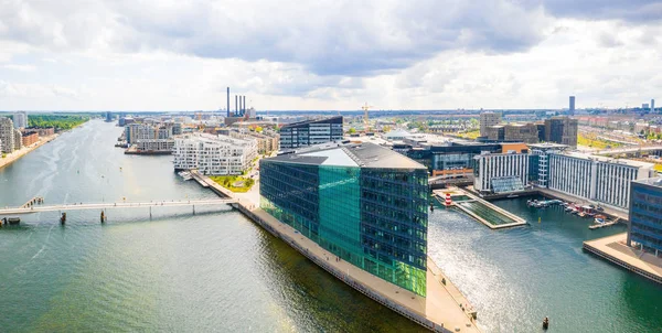 Vacker Antenn Panoramautsikt Över Köpenhamn Danmark Över Kanaler Och City — Stockfoto