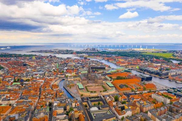 Prachtige Luchtfoto Panoramisch Uitzicht Stad Kopenhagen Denemarken — Stockfoto