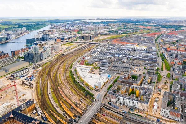 Vacker Antenn Panoramautsikt Över Köpenhamns Stad Danmark — Stockfoto