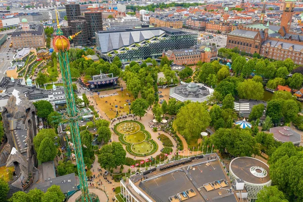 Copenhagen Denmark June 2019 Aerial View Tivoli Gardens Amusement Park — Stock Photo, Image