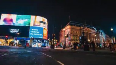 LONDON - JUNE 20, 2019: Timelapse of Piccadilly Circus in London at night