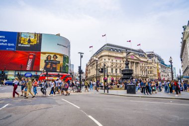 LONDON,ENGLAND - JUNE 16,2019: Piccadilly Circus in London.  clipart