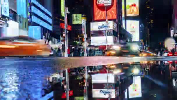 Июля 2019 Года Нью Йорк Сша Ночной Вид Тайм Сквер — стоковое видео