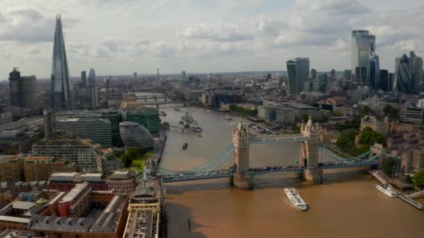 Vista Aérea Tower Bridge Cidade Londres Arranha Céu Shard — Vídeo de Stock