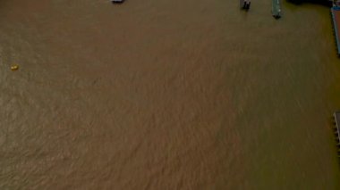 Aerial view of the Tower Bridge, city of London and the Shard skyscraper.