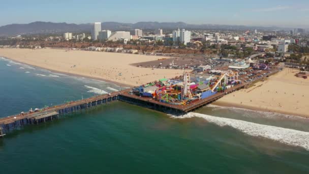 Letecký Pohled Molo Santa Monica Santa Monice Kalifornii Krásný Výhled — Stock video