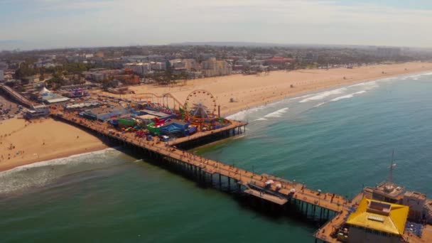 Widok Powietrza Molo Santa Monica Santa Monica Kalifornia Piękny Widok — Wideo stockowe