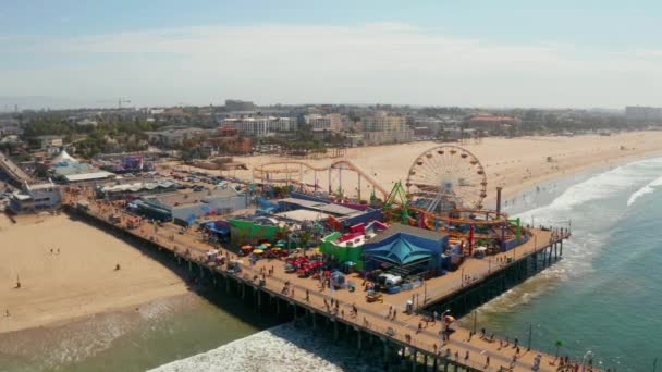 Vista Aérea Del Muelle Santa Mónica Santa Mónica California Hermosa — Vídeo de stock