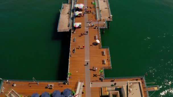 Vista Aérea Del Muelle Santa Mónica Santa Mónica California Hermosa — Vídeo de stock