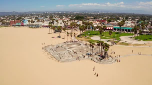 Belle Vue Aérienne Skate Park Plage Venise Californie Près Océan — Video