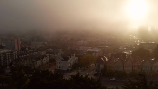 Aerial Shot World Famous Painted Ladies Located Alamo Square San — Stok video