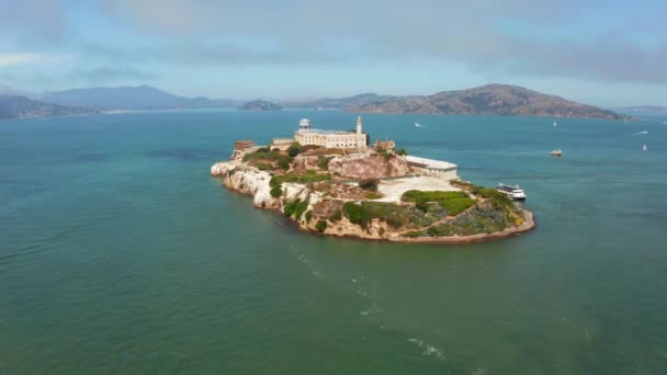 Панорамный Вид Сверху Тюрьму Острова Алькатрас Сан Франциско Калифорния Сша — стоковое видео