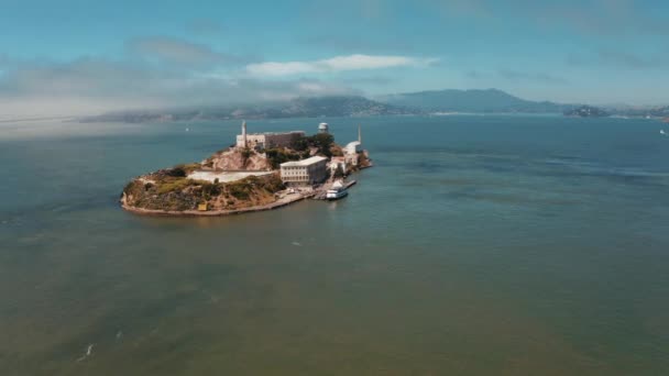 Hermosa Vista Panorámica Prisión Isla Alcatraz Desde San Francisco California — Vídeo de stock