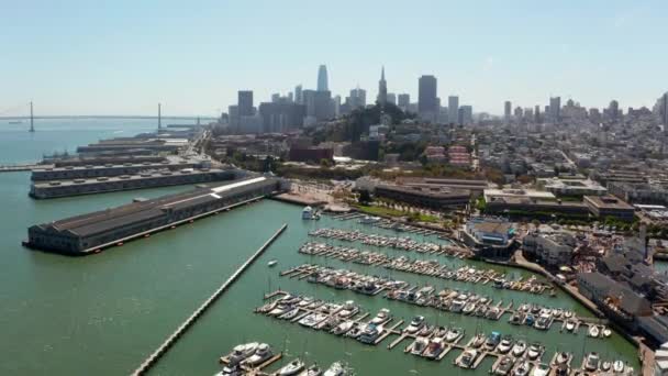 Schöne Luftaufnahme Des Pier San Francisco Mit Einem Vergnügungspark Und — Stockvideo